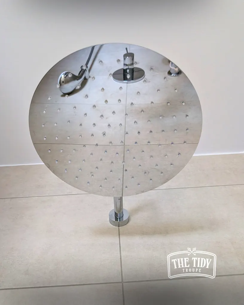 Rain shower head descaled
