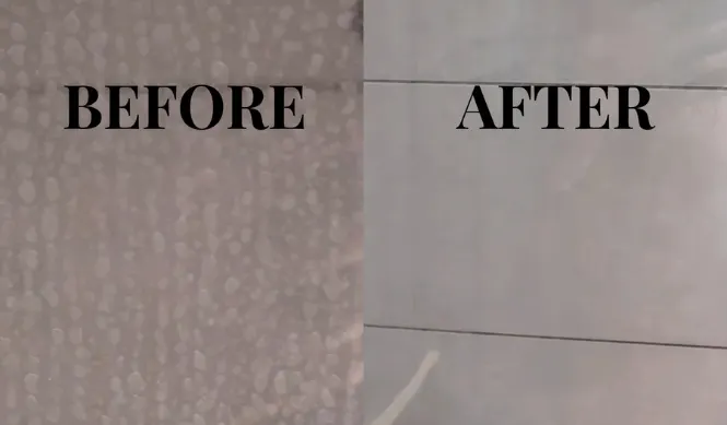 Shower glass before and after weekly cleaning in Luxembourg